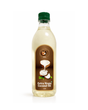 The-Oil-Factory-Extra-Virgin-Coconut-Oil-500ml-Front The Oil Factory (TOF) 100% Pure Extra Virgin Coconut Oil in a 500ml clear bottle with a premium yellow and green tree logo.